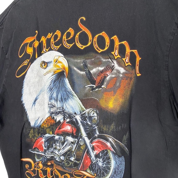 Ride Free Motorcycle T-Shirt Double Sided Eagle - Picture 2 of 11